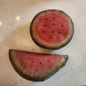 J Schneeman Primitive Watermelon Signed Folk Art, 1996